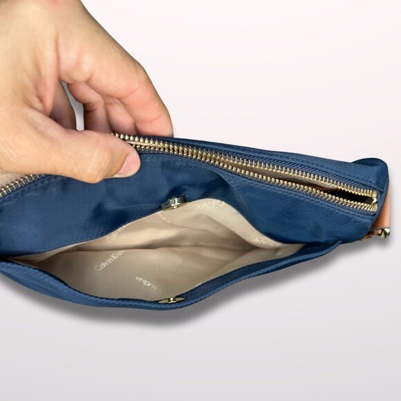 Calvin Klein Belfast Blue Navy Nylon Crossbody Bag With Adjustable Logo Strap - Picture 6 of 6